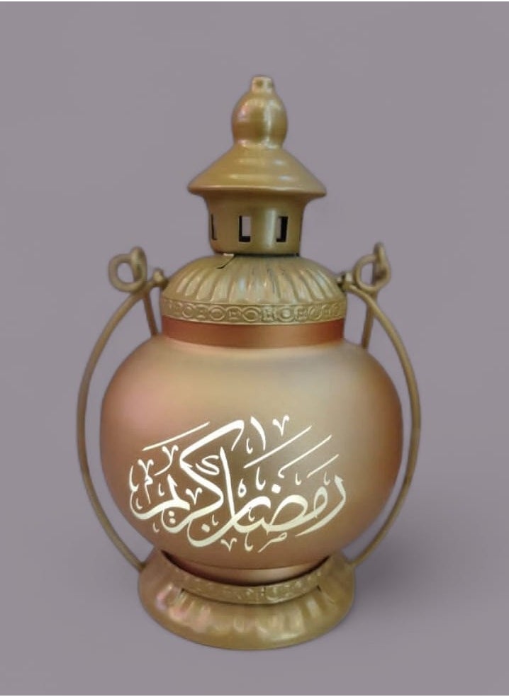 Ramadan Kareem Eid Vintage Metal LED Lantern Golden Colour For Eid Celebrations Offices, Home and Restaurants Ramadan Decoration