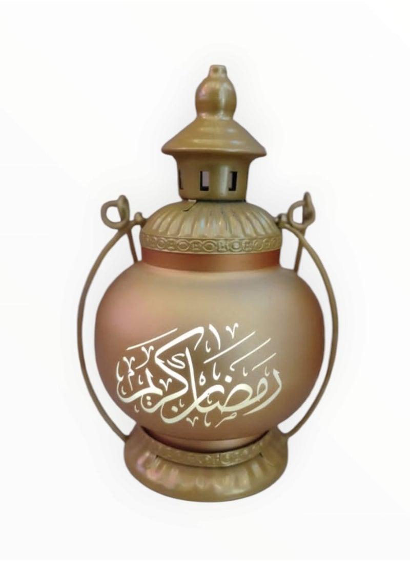 Ramadan Kareem Eid Vintage Metal LED Lantern Golden Colour For Eid Celebrations Offices, Home and Restaurants Ramadan Decoration