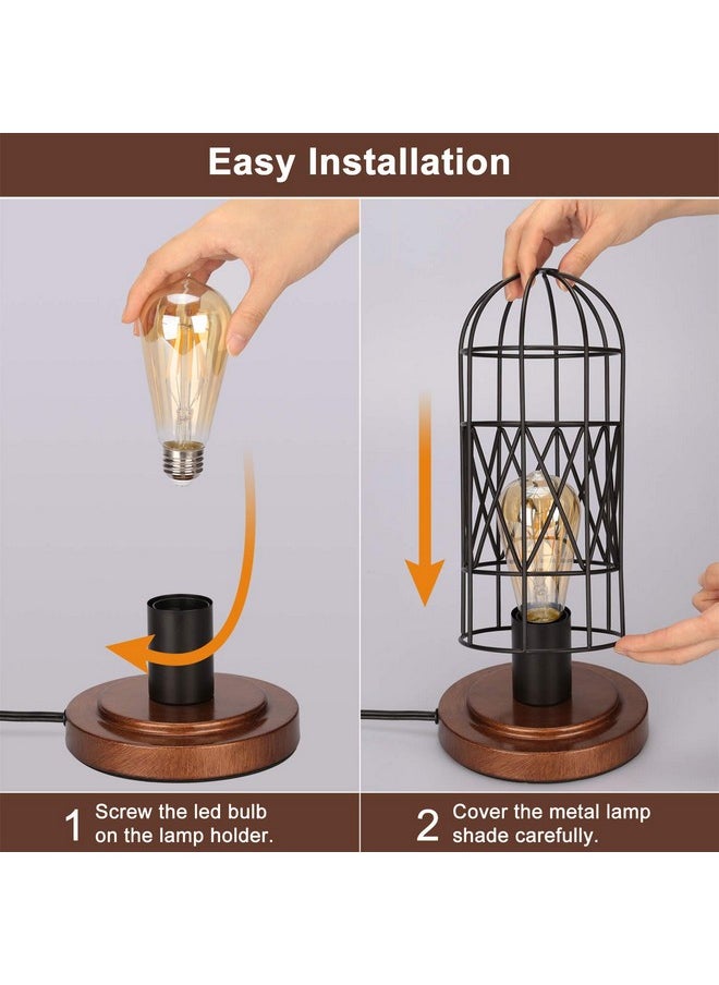 Touch Control Table Lamp, Industrial Bedside Lamp with 3 Way Dimmable Small Nightstand Lamp Vintage Metal Cage Table Lamp for Bedroom, Kitchen