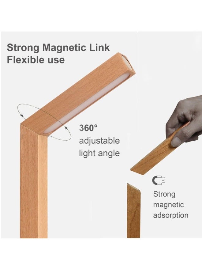 LED Desk Lamp for Home Office,Desk Light Touch Control Foldable Dimmable Lamp Wall Lamp Wooden Night Light