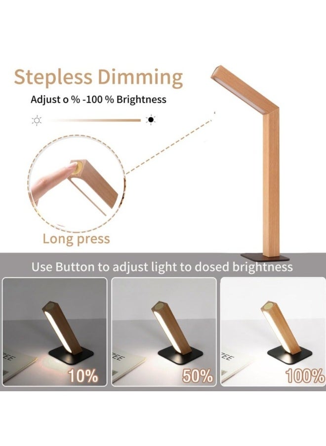 LED Desk Lamp for Home Office,Desk Light Touch Control Foldable Dimmable Lamp Wall Lamp Wooden Night Light