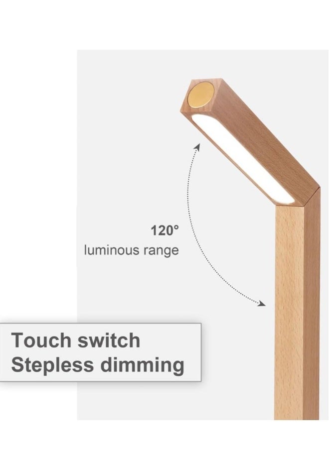 LED Desk Lamp for Home Office,Desk Light Touch Control Foldable Dimmable Lamp Wall Lamp Wooden Night Light