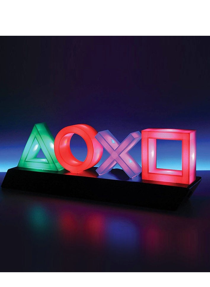 Icons Light Playstation For PS4 PS5, 3 Light Modes - Music Reactive Game Room Lighting, Acrylic Eco-Friendly BDP Breakdown Plastic, Perfect for Home, Office and Bedrooms Red/Purple/Green 14inch