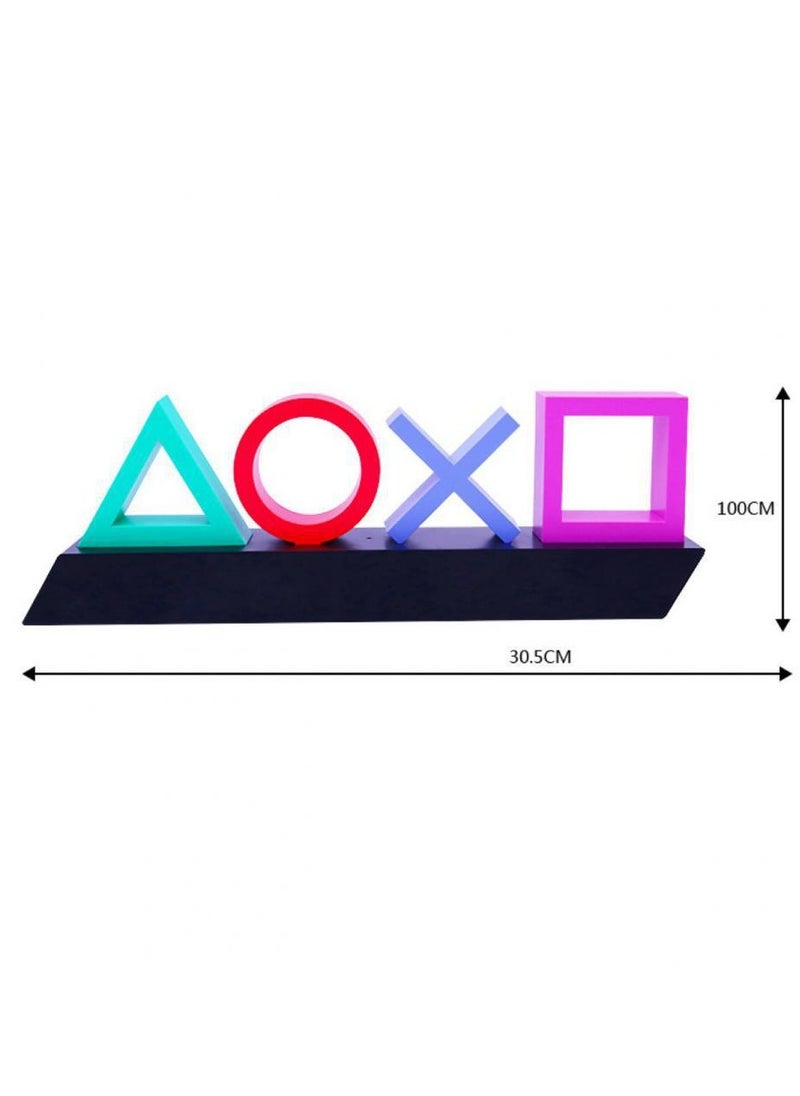 Icons Light Playstation For PS4 PS5, 3 Light Modes - Music Reactive Game Room Lighting, Acrylic Eco-Friendly BDP Breakdown Plastic, Perfect for Home, Office and Bedrooms Red/Purple/Green 14inch