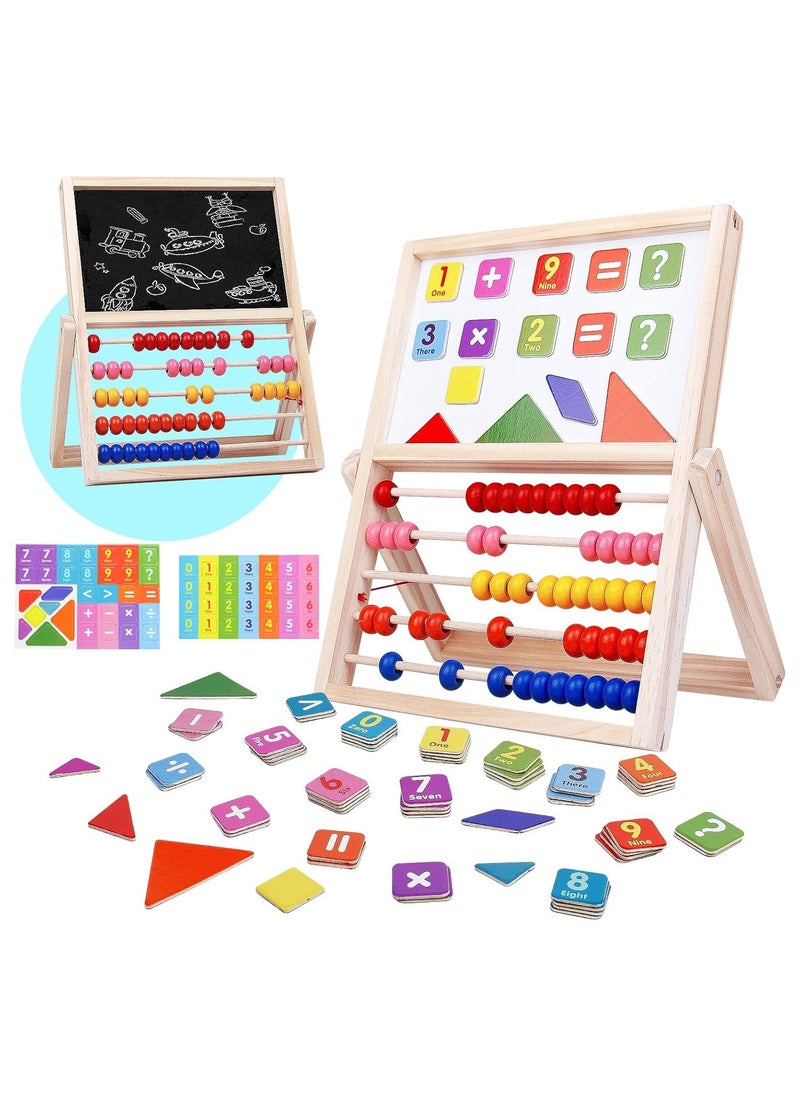 Magnetic Drawing Board Wooden Montessori Toy with Whiteboard Double Sided Donkey Children with Jigsaw Puzzles and Numbers Math Counting Game Educational Toys for Children