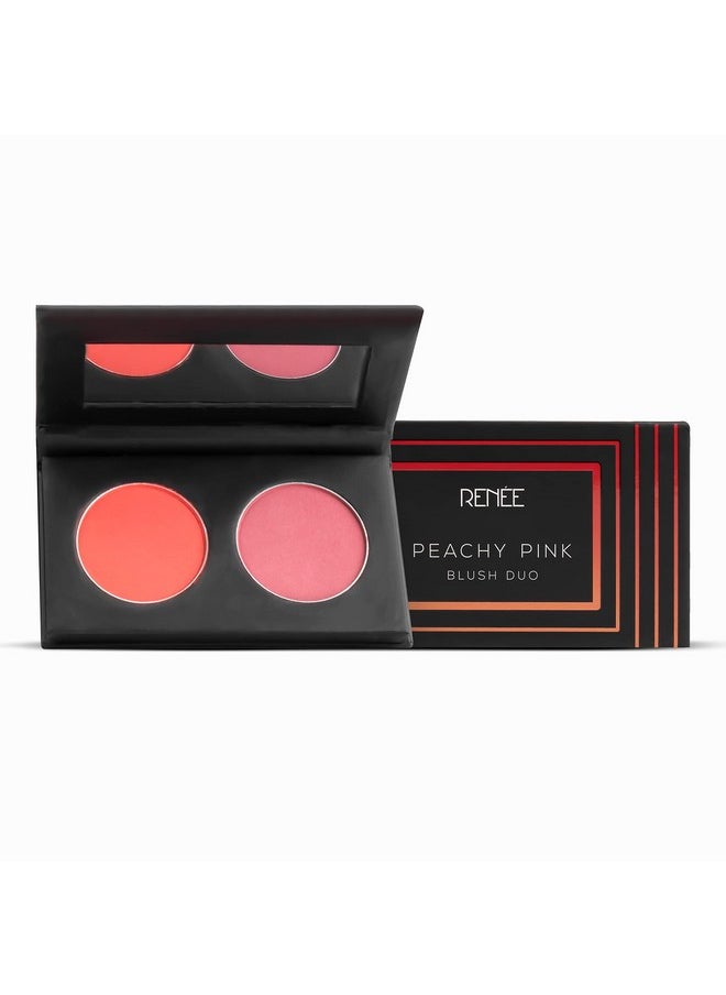 Peachy Pink Blush Palette Duo 8Gm, Set Of 2 Long-Wearing Vibrant Shades With Silky, Lightweight, Buildable Formula | Convenient, Compact & Travel-Friendly Pack Easy Use & Storage