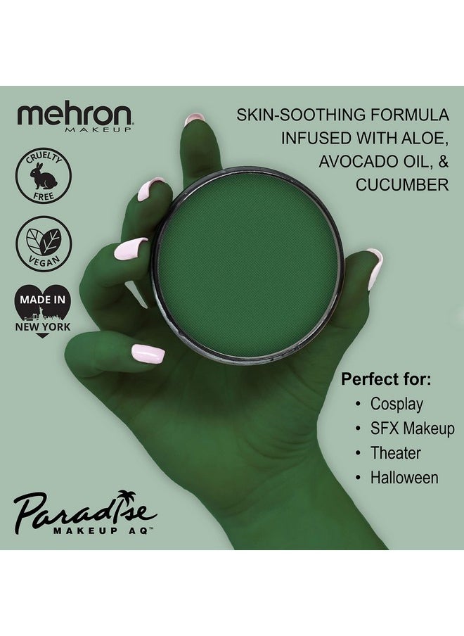 Mehron Makeup Paradise Makeup AQ Pro Size | Stage & Screen, Face & Body Painting, Special FX, Beauty, Cosplay, and Halloween | Water Activated Face Paint & Body Paint 1.4 oz (40 g) (Dark Green)