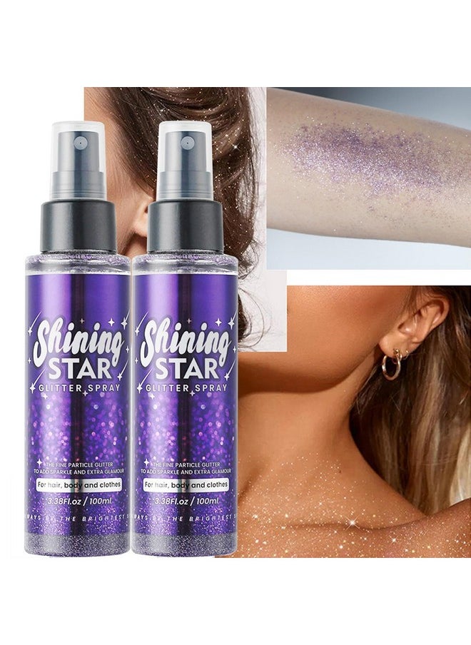 Body Glitter Spray,Sparkle Glitter Spray For Hair/Body/Clothes,Shimmer Glitter Hairspray,Hair Glitter For Kids And Women,Shimmer Glitter Makeup,Purple,100Ml,Purple Field Day Accessories