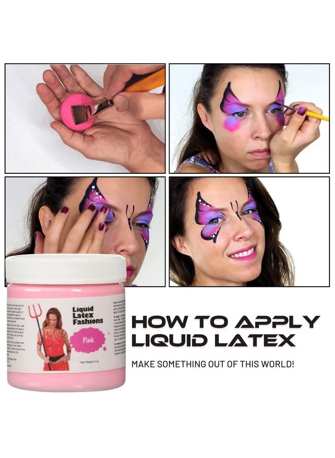 Pink 4 Oz - Liquid Latex Body Paint, Ammonia Free No Odor, Easy On and Off, Cosplay Makeup, Creates Professional Monster, Zombie Arts