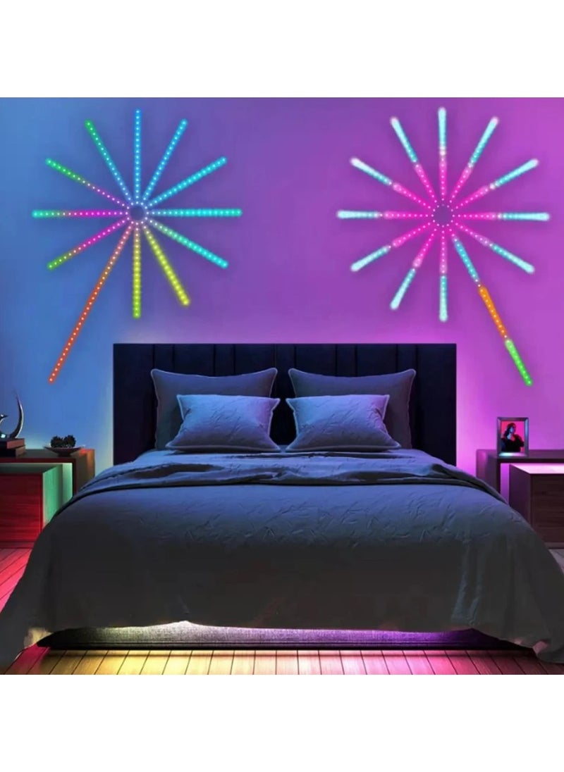 LED Mood Light - RGB Fireworks Fairy Lights with Remote Control, Music Sync & App-Controlled Ambient Lighting, USB Powered LED Light for Bar, Stairs, Wall, Party, Valentine's Day, and Home Décor