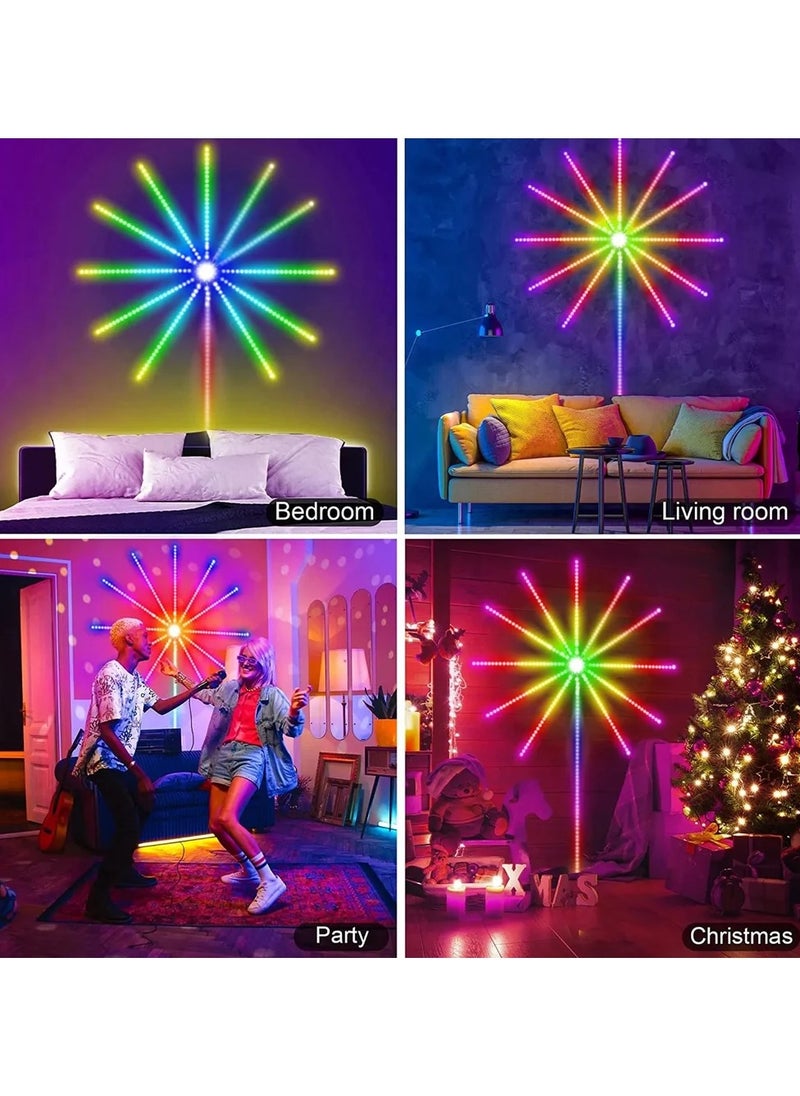 LED Mood Light - RGB Fireworks Fairy Lights with Remote Control, Music Sync & App-Controlled Ambient Lighting, USB Powered LED Light for Bar, Stairs, Wall, Party, Valentine's Day, and Home Décor