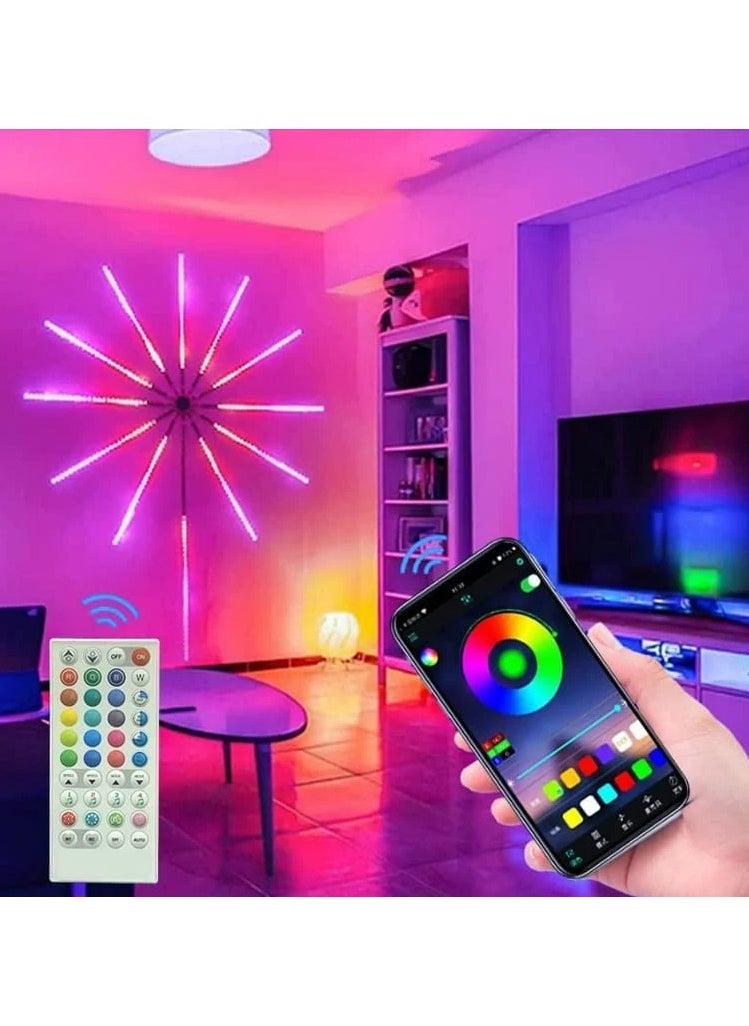 LED Mood Light - RGB Fireworks Fairy Lights with Remote Control, Music Sync & App-Controlled Ambient Lighting, USB Powered LED Light for Bar, Stairs, Wall, Party, Valentine's Day, and Home Décor