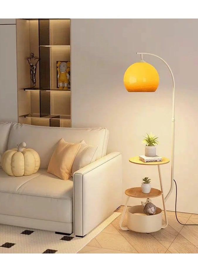 Living Room Sofa Corner Floor Lamp with Storage Rack Cream Style High-Level Vertical Table Lamp Bedroom Bedside Table Lamp