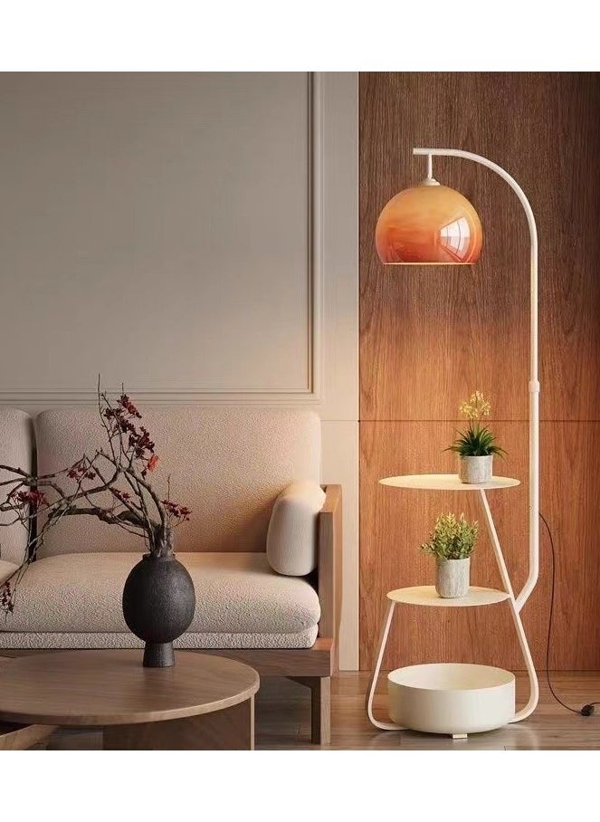 Living Room Sofa Corner Floor Lamp with Storage Rack Cream Style High-Level Vertical Table Lamp Bedroom Bedside Table Lamp