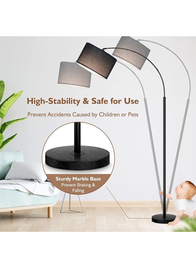 Floor Lamps for Living Room Modern Floor Lamp with Adjustable Hanging Drum Shade 185CM Height Tall Arc Floor Lamp 12W Bulb Included LED Floor Lamp for Bedroom Office Dorm Room