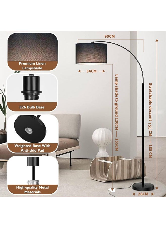 Floor Lamps for Living Room Modern Floor Lamp with Adjustable Hanging Drum Shade 185CM Height Tall Arc Floor Lamp 12W Bulb Included LED Floor Lamp for Bedroom Office Dorm Room