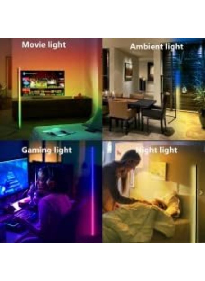 Corner Floor Lamp, Smart RGB Floor Lamp, Dimmable LED Corner Lamp With Music Sync Color Changing APP Control Remote, 56 Standing Floor Lamp for Gaming Living Room Bedroom Birthday Party Christmas