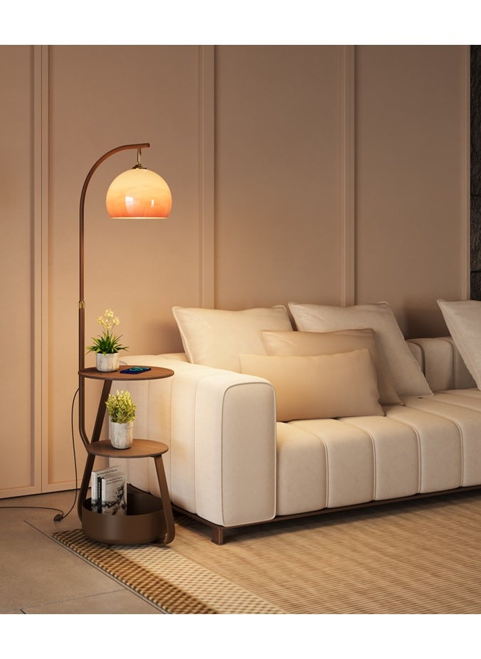 Living Room Sofa Corner Floor Lamp with Storage Rack Cream Style High-Level Vertical Table Lamp Bedroom Bedside Table Lamp