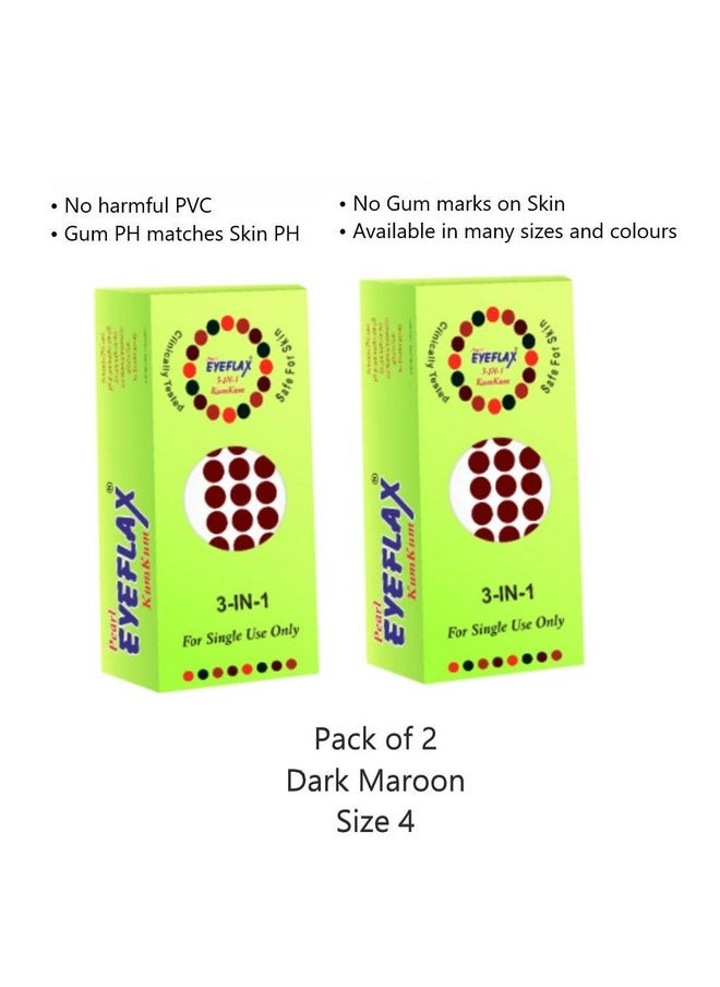 PEARL EYEFLAX Kumkum Round Dark Maroon Bindi PACK OF 2 (15 Flaps each box) (4)