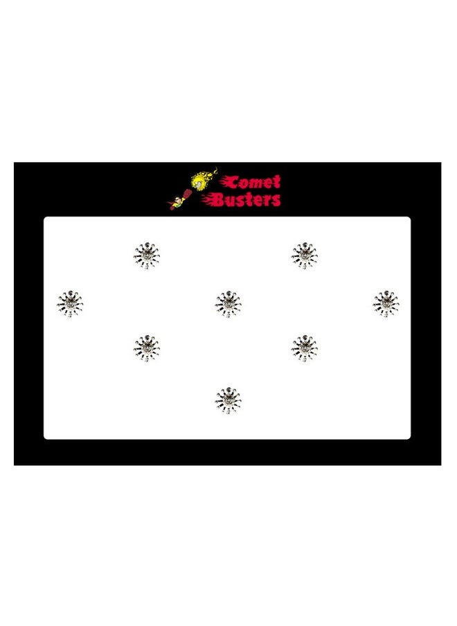 Comet Busters Round Fancy Silver Bindi (8 mm) (BIN373)