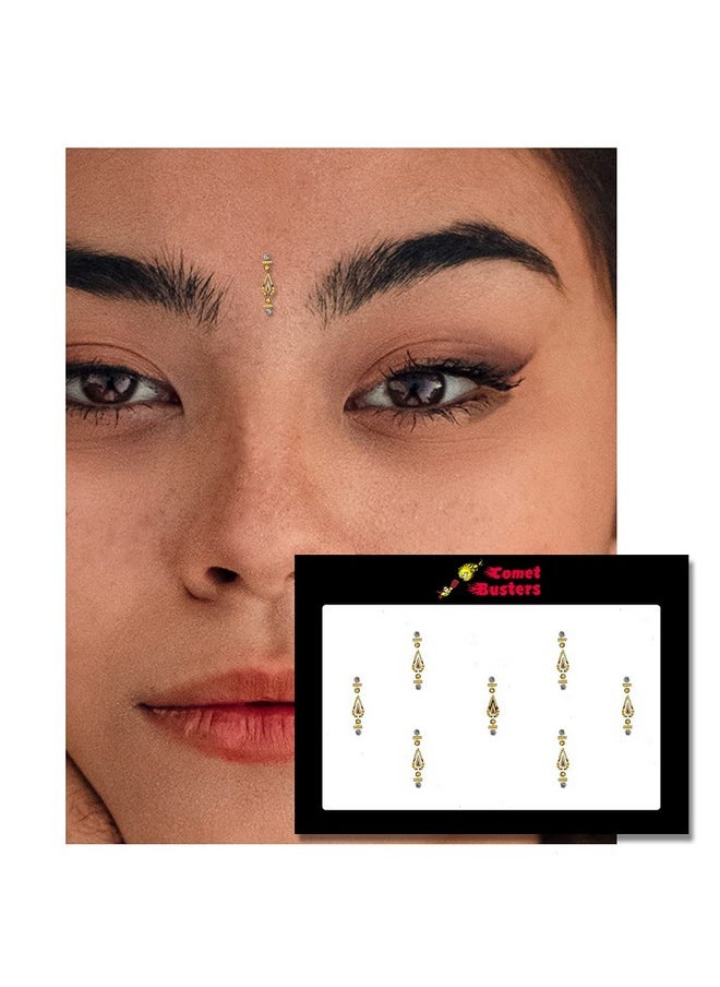 Comet Busters Long Beautiful Golden Bindi (BIN832)(18mm)