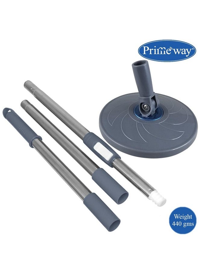 Primeway® Stainless Steel Spin Mop Replacement Handle Set with Disc Plate 16cm Accessory, 128cm, Grey