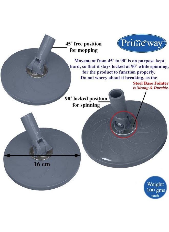 Primeway® Stainless Steel Spin Mop Replacement Handle Set with Disc Plate 16cm Accessory, 128cm, Grey