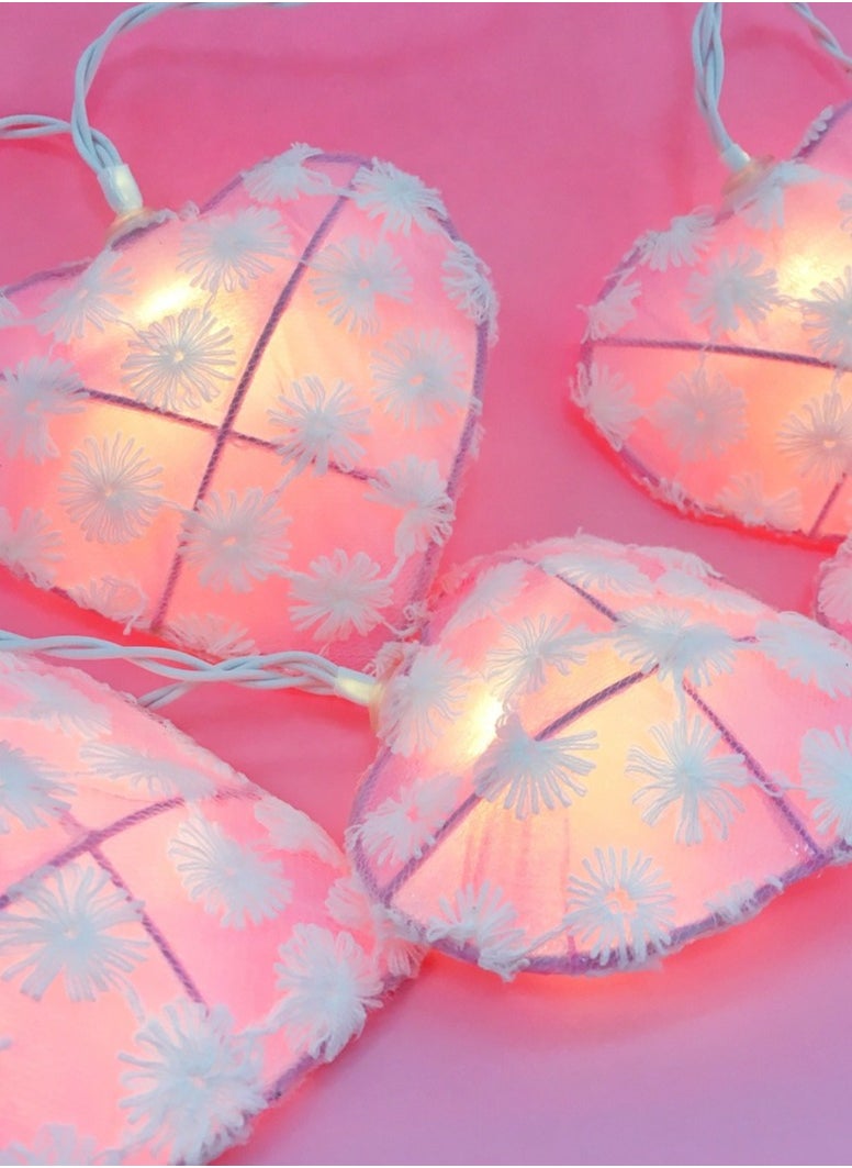 Heart-Shaped LED String Lights Light Pink 2M