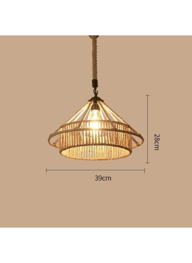 A F N LIGHTING Vintage Hemp Rope Chandelier - E27 Industrial Pendant Light for Restaurant, Bar, Coffee Shop, Rustic Barn, and Home Decor