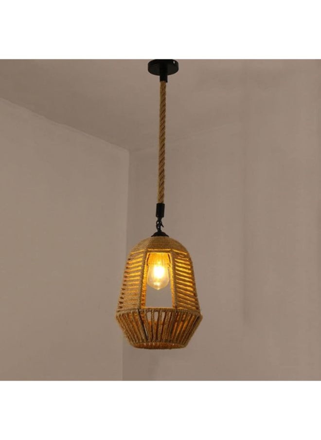 A F N LIGHTING Vintage Hand-Woven Hemp Rope Pendant Light - E27 Cage Shade Ceiling Lamp, Geometric Hollow Design for Bar, Bedroom, or Home Decoration