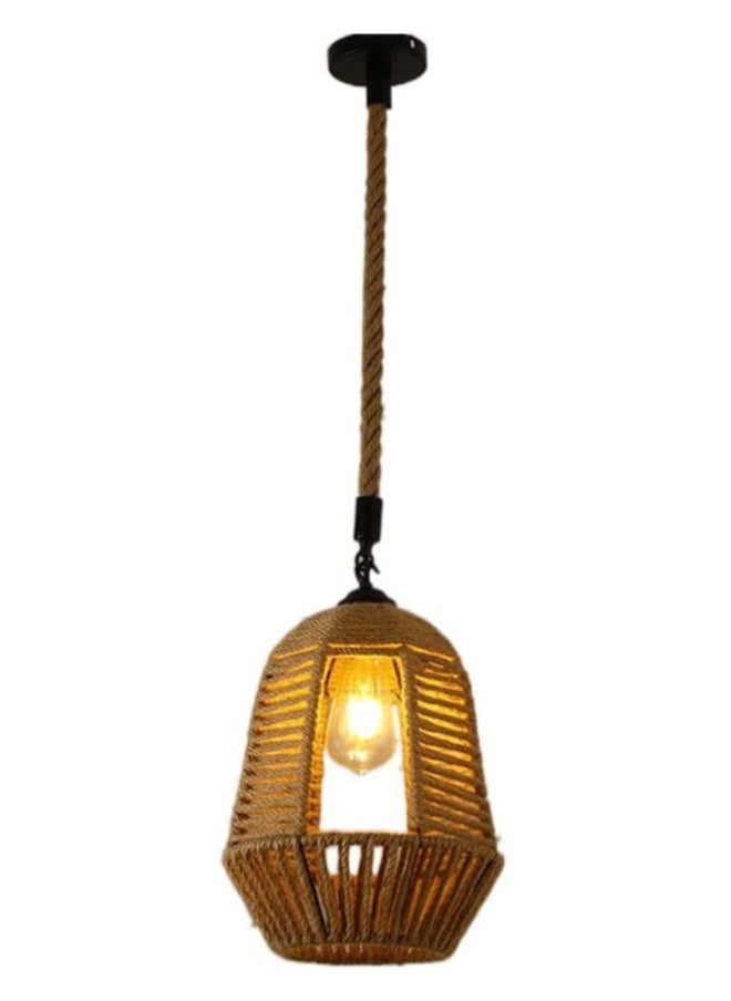 A F N LIGHTING Vintage Hand-Woven Hemp Rope Pendant Light - E27 Cage Shade Ceiling Lamp, Geometric Hollow Design for Bar, Bedroom, or Home Decoration