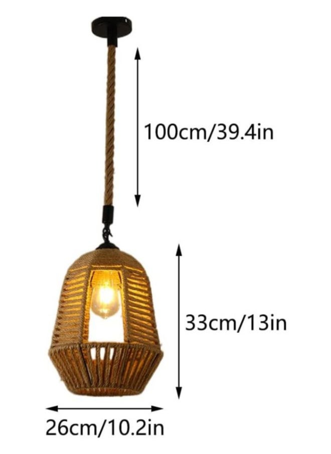 A F N LIGHTING Vintage Hand-Woven Hemp Rope Pendant Light - E27 Cage Shade Ceiling Lamp, Geometric Hollow Design for Bar, Bedroom, or Home Decoration