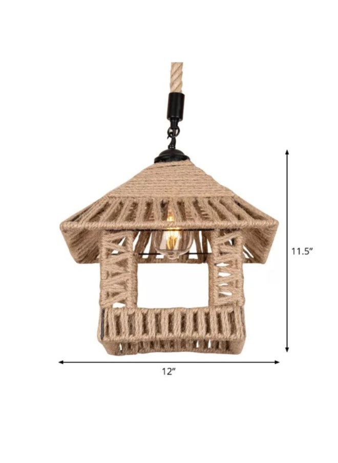 A F N LIGHTING Hand-Woven Rope Pendant Light - Rustic Pavilion Hanging Lamp for Restaurant, Cafe, and Home Decor