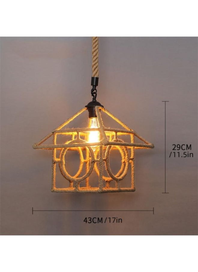 A F N LIGHTING Vintage Hemp Rope Pendant Light – Rustic Ceiling Fixture for Modern and Retro-Themed Interiors