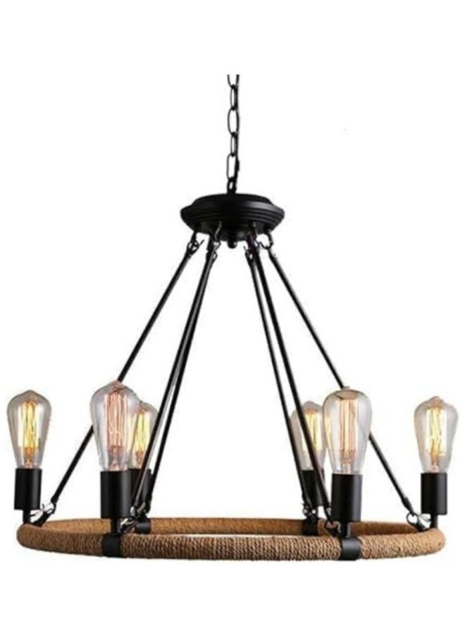 A F N LIGHTINGS Loft Antique Round Hanging Lamp Retro Hemp Rope Pendent Beautiful Lamps 6 Heads Vintage Pendant Lamp