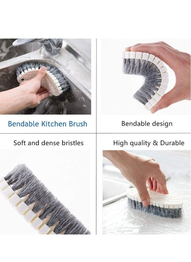 Dish Brush Steel Ball Pot Brush Kitchen Crevice Cleaning Brush with Scraper Bathroom Scrub Brush 5PCS Handle Brushes