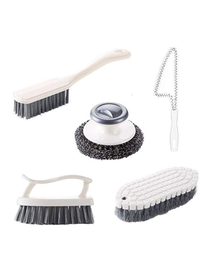 Dish Brush Steel Ball Pot Brush Kitchen Crevice Cleaning Brush with Scraper Bathroom Scrub Brush 5PCS Handle Brushes