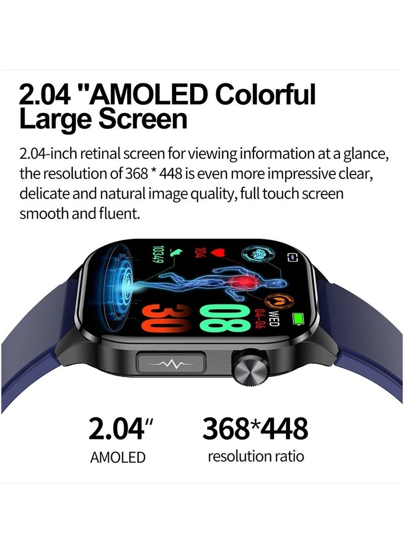 2024 New Blood Lipids Uric Acid Blood Glucose Smart Watch ECG+PPG+HRV Heart Rate Blood Body Composition Bluetooth Call Smartwatch (Steel Belt With 2 Strap )