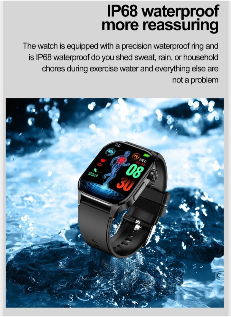 2024 New Blood Lipids Uric Acid Blood Glucose Smart Watch ECG+PPG+HRV Heart Rate Blood Body Composition Bluetooth Call Smartwatch (Steel Belt With 2 Strap )