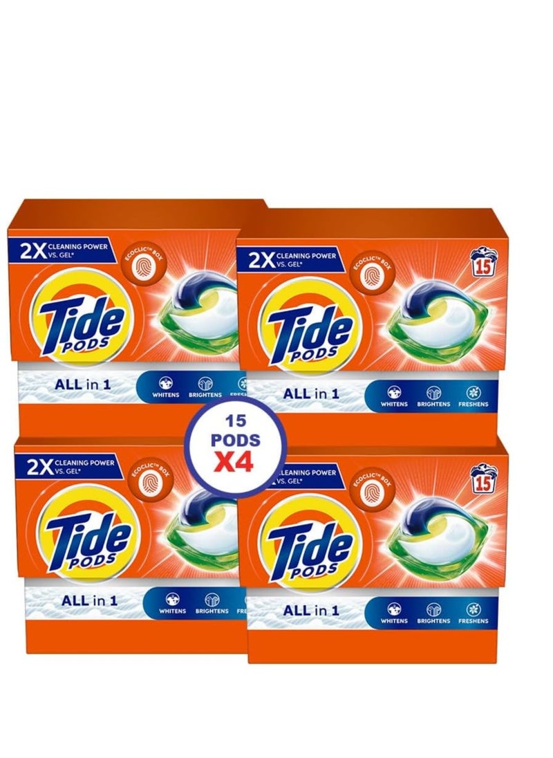 Tide Original All-in-1 Pods, 15 Count Laundry Detergent Pods (Pack of 4), 60 pods