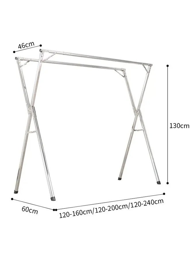 Folding X Shaped Stainless Steel Garment Rack, Adjustable and Foldable Clothes Drying Rack, Space Saving Heavy Duty Stainless Steel Laundry Drying Rack