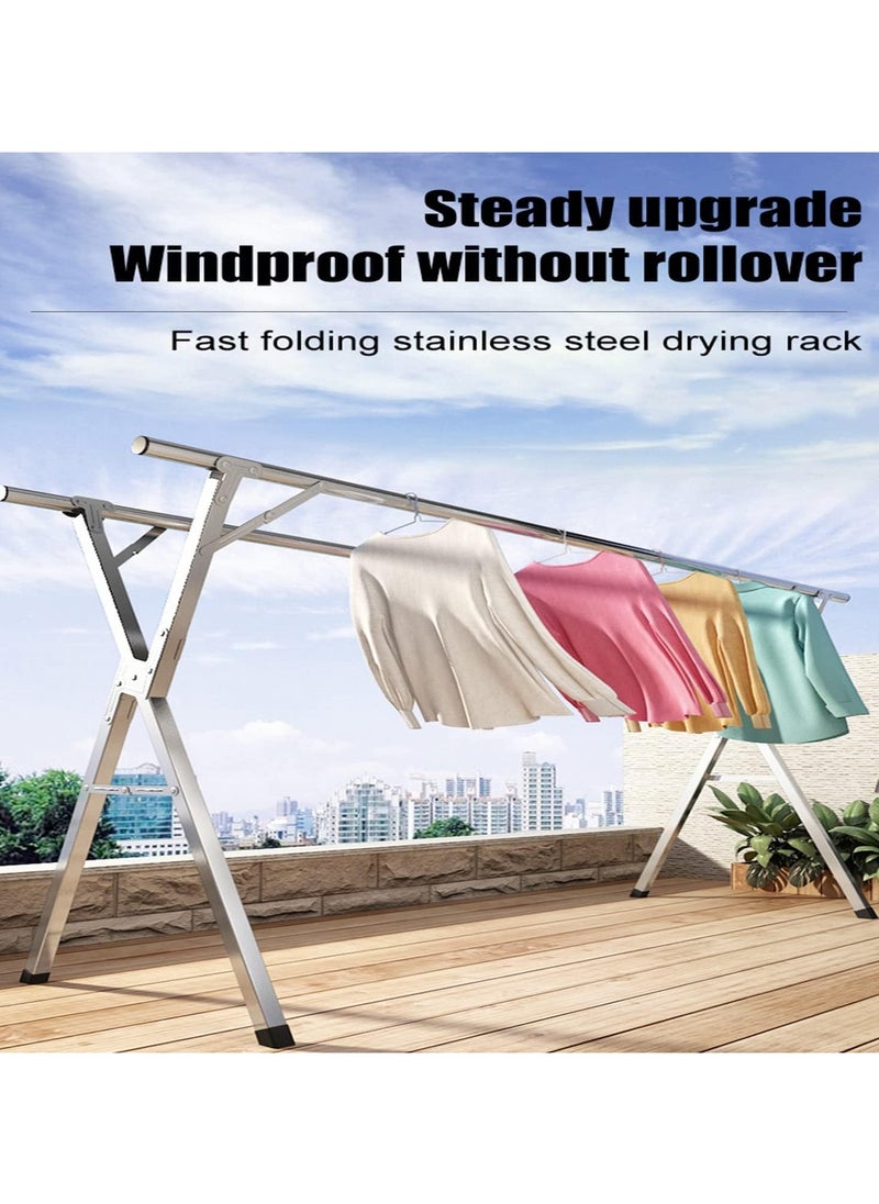 Folding X Shaped Stainless Steel Garment Rack, Adjustable and Foldable Clothes Drying Rack, Space Saving Heavy Duty Stainless Steel Laundry Drying Rack