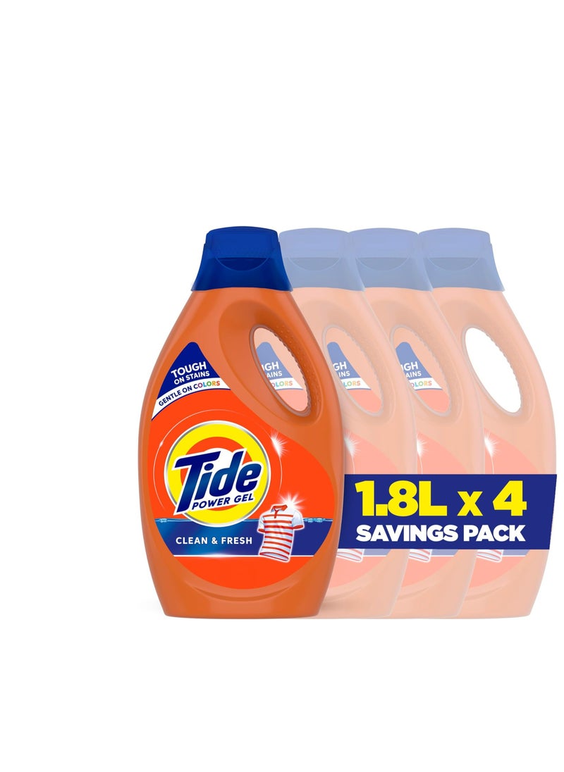 Tide Automatic Power Gel Laundry Detergent, Morning Fresh Scent, 4 X 1.8L