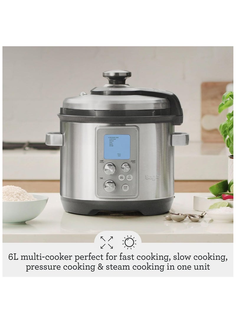 The Fast Slow Pro - Pressure Cook, Slow Cook, Sauté, Steam, Stew, Make Risotto, Brushed Stainless Steel - UAE Version, 2 Year Warranty