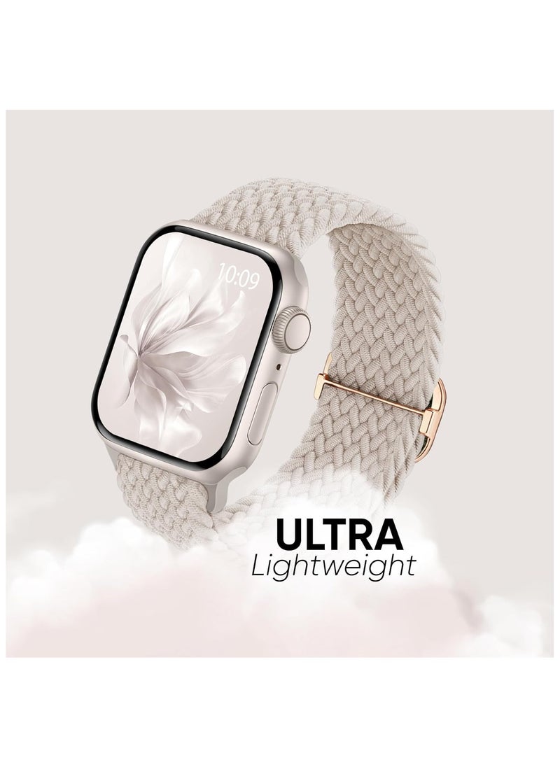 6 Pack Braided Stretchy Bands Compatible with Apple Watch Band 38mm 40mm 41mm 42mm Women Men, Adjustable Nylon Solo Loop Elastic Straps for iWatch Series 10 9 8 7 6 5 4 3 SE Ultra