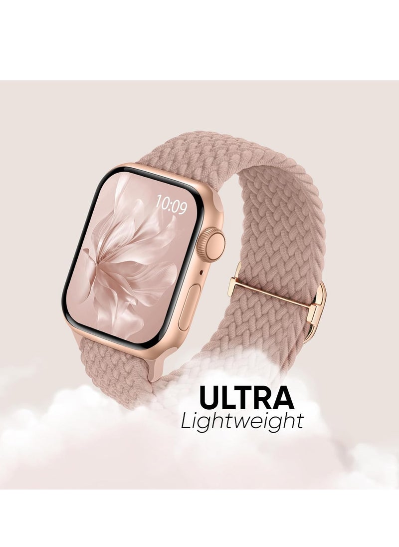 6 Pack Braided Stretchy Bands Compatible with Apple Watch Band 38mm 40mm 41mm 42mm Women Men, Adjustable Nylon Solo Loop Elastic Straps for iWatch Series 10 9 8 7 6 5 4 3 SE Ultra