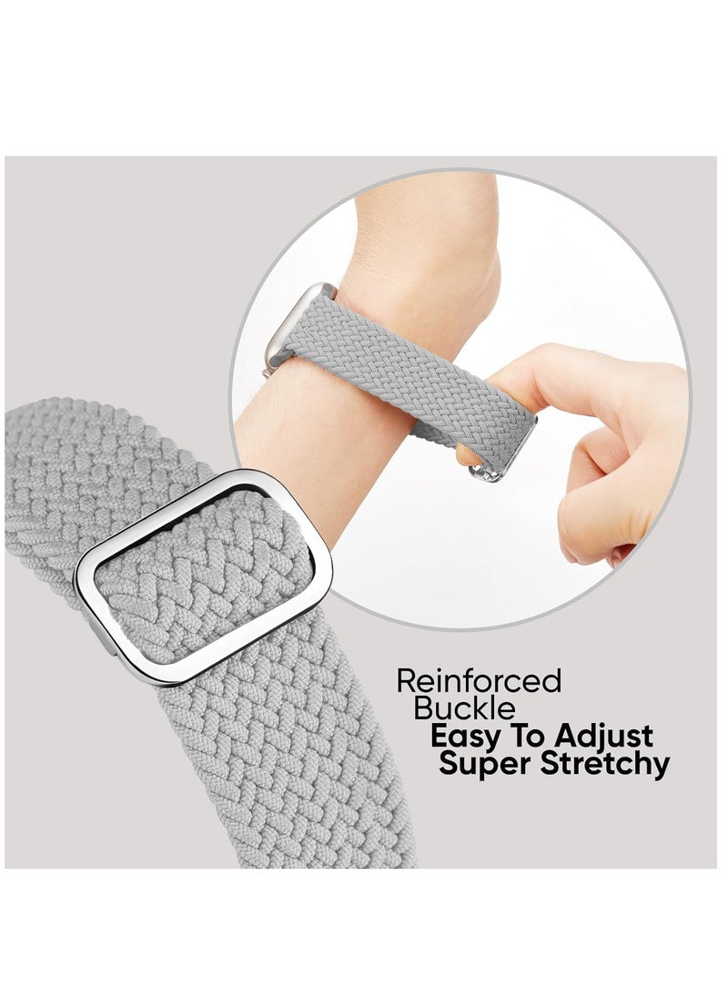 6 Pack Braided Stretchy Bands Compatible with Apple Watch Band 38mm 40mm 41mm 42mm Women Men, Adjustable Nylon Solo Loop Elastic Straps for iWatch Series 10 9 8 7 6 5 4 3 SE Ultra