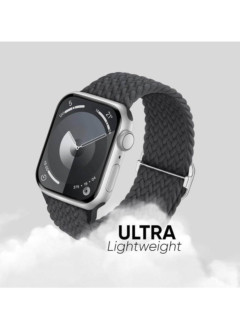 6 Pack Braided Stretchy Bands Compatible with Apple Watch Band 38mm 40mm 41mm 42mm Women Men, Adjustable Nylon Solo Loop Elastic Straps for iWatch Series 10 9 8 7 6 5 4 3 SE Ultra