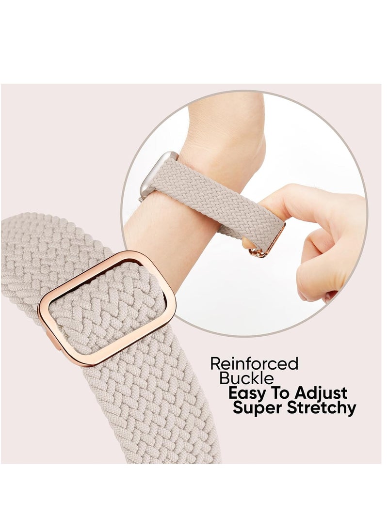6 Pack Braided Stretchy Bands Compatible with Apple Watch Band 38mm 40mm 41mm 42mm Women Men, Adjustable Nylon Solo Loop Elastic Straps for iWatch Series 10 9 8 7 6 5 4 3 SE Ultra
