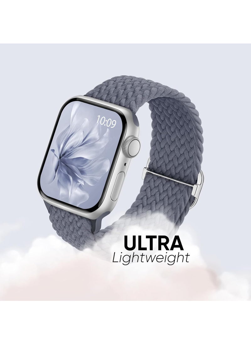 6 Pack Braided Stretchy Bands Compatible with Apple Watch Band 38mm 40mm 41mm 42mm Women Men, Adjustable Nylon Solo Loop Elastic Straps for iWatch Series 10 9 8 7 6 5 4 3 SE Ultra